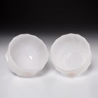 Pair  2  Antique French White Opaline Milk Glass Faceted Bowls W  Gilt Monograms