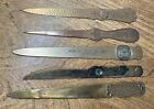 5 Letter Opener Advertising Lot Vintage Metal Collection Old Unusual Set Patina