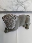 Lesser   Pavey Grey Velveteen  Pug Ornament Figurine