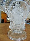 Large Vintage Crystal Glass Basket W A Frosted Victorian Lady On The Both Sides