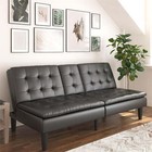 Convertible Memory Foam Futon Sofa Bed Couch W  Cup Holder   Usb Faux Leather Us