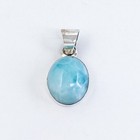 Vintage Sterling Silver 925 Oval Blue Larimar Pendant