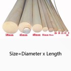 Round Wooden Stick 300mm Solid Wood Rod Beechwood Long Bar 3mm-50mm Diameter