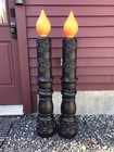 Halloween Haunted House Candles Orange Flame Empire Blow Mold Pair  Big 45   