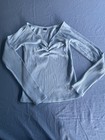 Old Navy Women s Xs Light Blue Ribbed Ruched V Neck Long Sleeve Top Stretch