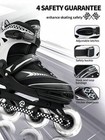 Black Adjustable Inline Skates  Full Light - Up Wheels  For Boys girls women