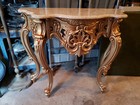 Vintage Hollywood Regency Reproduction Gold Tone Florentine Table W stone Top