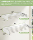 Tendedero De Pared Plegable 40  6 Barras Retr  ctil Para Interior Blanco