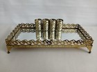 Vtg Hollywood Regency Mirrored Lipstick Trinket Holder 4 Tubes 4 x8 