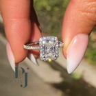 3 Carat Radiant Cut Moissanite Halo Wedding Engagement Ring Solid 14k White Gold