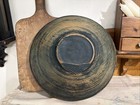 Antique Primitive Wood Dough Butter Bowl Green Paint 14 5    W  Quilt Bowl Fillers