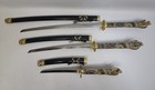 Sword Set Dragon Handle Decorative Stainless Steel Black   Gold Set Of 3