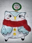 Merry   Bright Christmas Happy Owl Flattie Small Dog Toy  Crinkle   Squeaker New