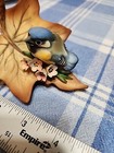 Capodimonte Baby Blue Jay Bird On Leaf Pink Flowers Italy 3 5  X 4  