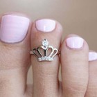 1ct Round Cut Lab Created Crown Style Adjustable Toe Ring 14k White Gold Plated