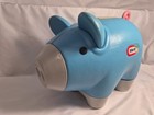 Little Tikes Piggy Bank Blue Pig W  Curly Tail And Stopper 0227-00 Vintage Usa 