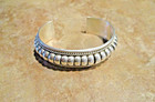 Classic     Vintage Navajo Pa Sterling Silver Ribbed Dome Design Bracelet