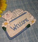Vintage Welcome  Cat  Plaque Cute Ready To Hang