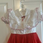 Vtg Golden Age Red White Ruffled Lace Pageant Party Dress Full Circle Sz 7