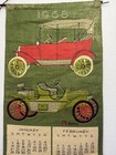 Vtg Vera Neumann 1968 Linen Tea Towel Calender Old Cars 9  x31  