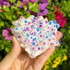 Natural Raw Rainbow Angel Aura Cluster Titanium Geode Quartz Crystal Specimens