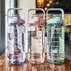 2l Sports Water Bottle Time Marker With Straw Large Gym Travel Drinking Bottle