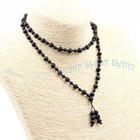Tibet Buddhist 6mm 8mm Black Volcano Stone Gem 108 Prayer Beads Mala Necklaces