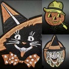     3pc Vintage Style Halloween Iron On Patch Set Witch  Cat   Pumpkin Beistle Vtg