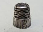 Antique Stern Bros   Sterling Silver Thimble  Panel   Scroll  Sz 8