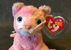 Carnation Pink Cat - Retired Ty Beanie Baby - New Store Stock - Mwmt