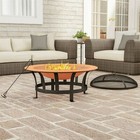 Outdoor Fire Pit 30 Inch Round Large Steel Bowl Copper Color Mesh Screen Cover