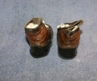 Pair Of Brown And Black Baby Shoes W white Buttons