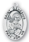 925 Sterling Silver Saint Genesius Pendant Medal Necklace With Chain   Box