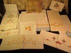 Vintage Lot 11 Handwork Show Towels   Victorian Promise Pillow Clean