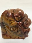 Fine Old Chinese Carved Soapstone Arhat Louhan Statue