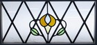 Pretty Floral Midsize Old English Leaded Stained Glass Window 25 75  X 13 5 