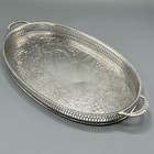Vintage Viners Silver Plated Gallery Serving Tray Handles Drinks English Small