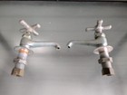 Vtg Nickel   plated Brass Hot   Cold Sink Faucets With Original Mounting Hardware