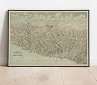 Historical Bird s Eye View Of The Holy Land Topographical Map Circa 1902