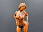 Chinese Natural Boxwood Carved Sexy Woman Statue Sculpture Home Decor    ice Art