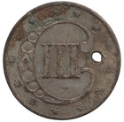 1853 Usa Federal Republic Silver 3 Cent Coin Type 1