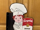 Campbells Soup Sign Kid Chef Cook Double Sided Vintage Style Wall Decor