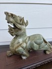 Vintage Chinesejade Carved Foo Dogs Prosperity Dragon With Stand