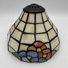Vintage Tiffany Style Flower Stained Glass Lamp Shade 7 5     Across 5    Tall