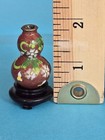 Vintage Miniature Chinese Enamel Cloisonn   Dollhouse Vase On Stand