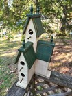 Large Green Victorian Birdhouse - Country Cottage Indoor Outdoor Distressed