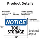  2 Pack  Tool Storage Osha Notice Sign Decal Metal Plastic