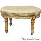 Antique French Louis Xvi Painted Gilt  Wood Vanity Stool Bench Tabouret C1880
