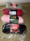 Lot Of 4 Red Heart Super Saver Yarns 4 Ply Worsted Weight Green Red Black Pink