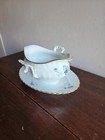 Vtg Silver Dawn By Kaiser Gravy Boat Gold Trim Roses Florl Black Blue W  Germany